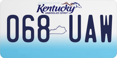 KY license plate 068UAW