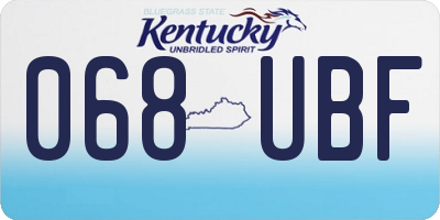 KY license plate 068UBF