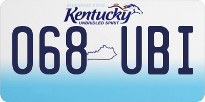KY license plate 068UBI