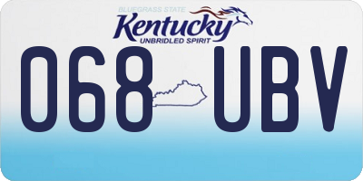 KY license plate 068UBV