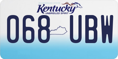 KY license plate 068UBW
