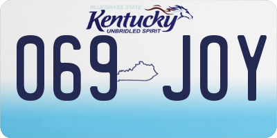 KY license plate 069JOY