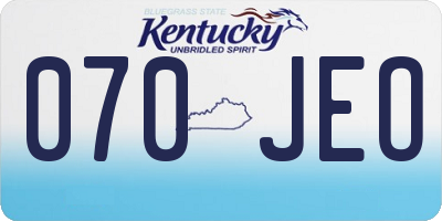 KY license plate 070JEO