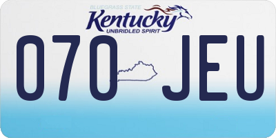 KY license plate 070JEU