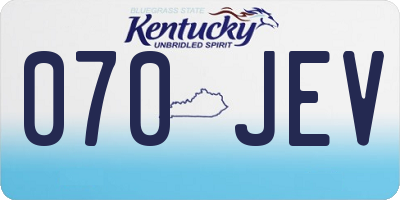 KY license plate 070JEV