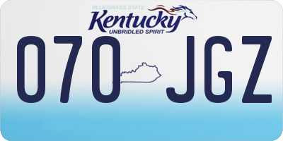 KY license plate 070JGZ