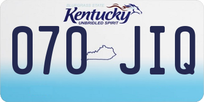 KY license plate 070JIQ