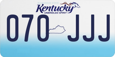KY license plate 070JJJ