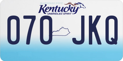 KY license plate 070JKQ