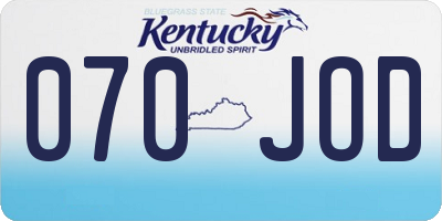 KY license plate 070JOD