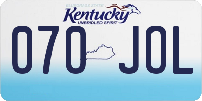 KY license plate 070JOL
