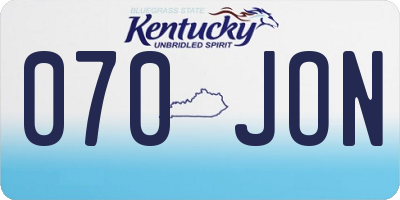 KY license plate 070JON