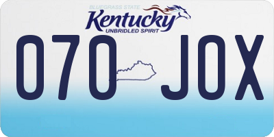 KY license plate 070JOX