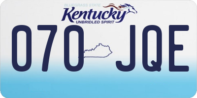 KY license plate 070JQE