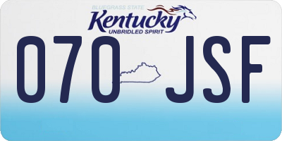 KY license plate 070JSF