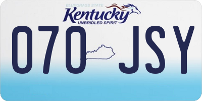 KY license plate 070JSY