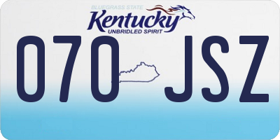 KY license plate 070JSZ