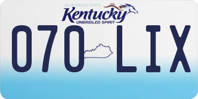 KY license plate 070LIX