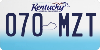 KY license plate 070MZT