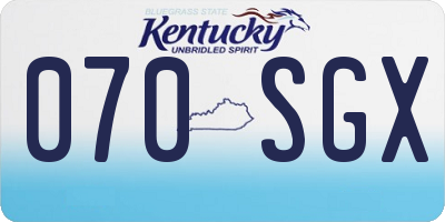 KY license plate 070SGX
