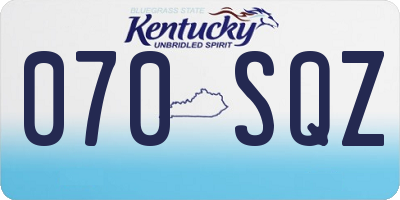 KY license plate 070SQZ
