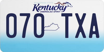 KY license plate 070TXA