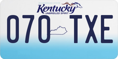 KY license plate 070TXE