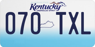 KY license plate 070TXL