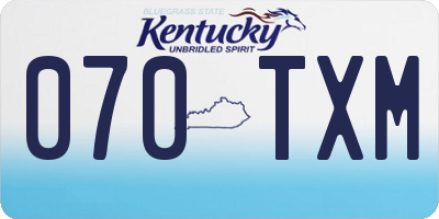 KY license plate 070TXM