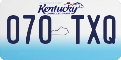 KY license plate 070TXQ