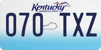 KY license plate 070TXZ