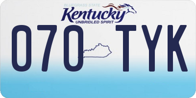 KY license plate 070TYK