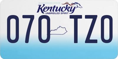 KY license plate 070TZO