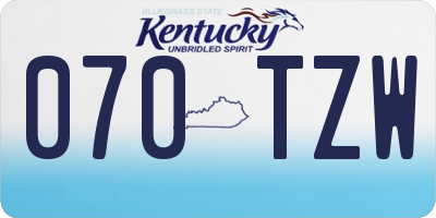 KY license plate 070TZW