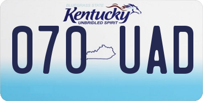 KY license plate 070UAD