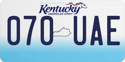 KY license plate 070UAE