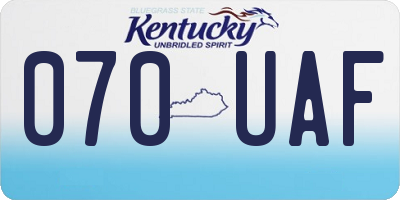 KY license plate 070UAF