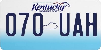 KY license plate 070UAH