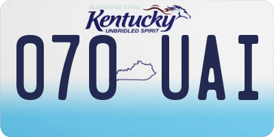 KY license plate 070UAI