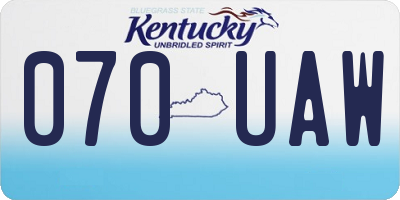 KY license plate 070UAW