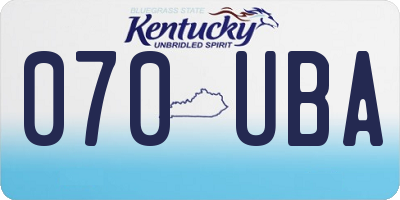 KY license plate 070UBA