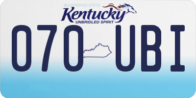KY license plate 070UBI