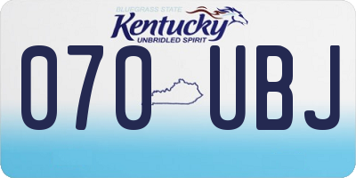 KY license plate 070UBJ