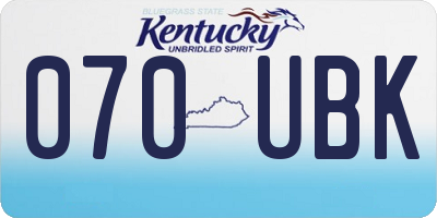 KY license plate 070UBK