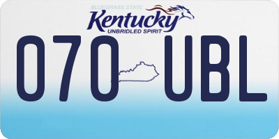 KY license plate 070UBL