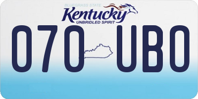 KY license plate 070UBO