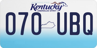 KY license plate 070UBQ