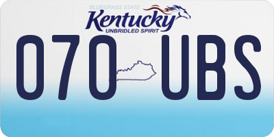 KY license plate 070UBS