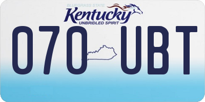 KY license plate 070UBT