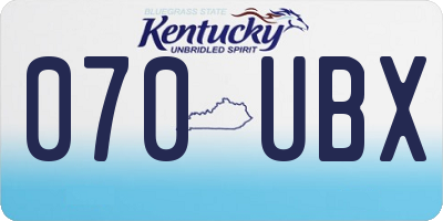 KY license plate 070UBX